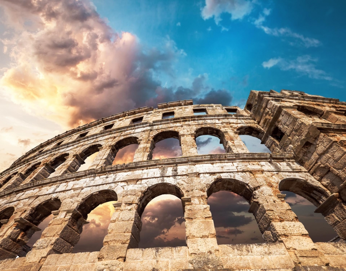 pula coloseum and sky croatia holidays