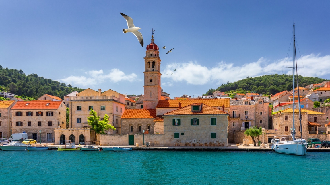 pucisca seafront and birds croatia holidays