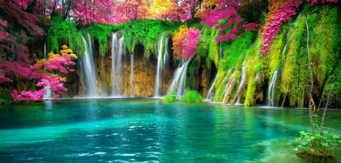 plitvice watefalls with flowers croatia holidays