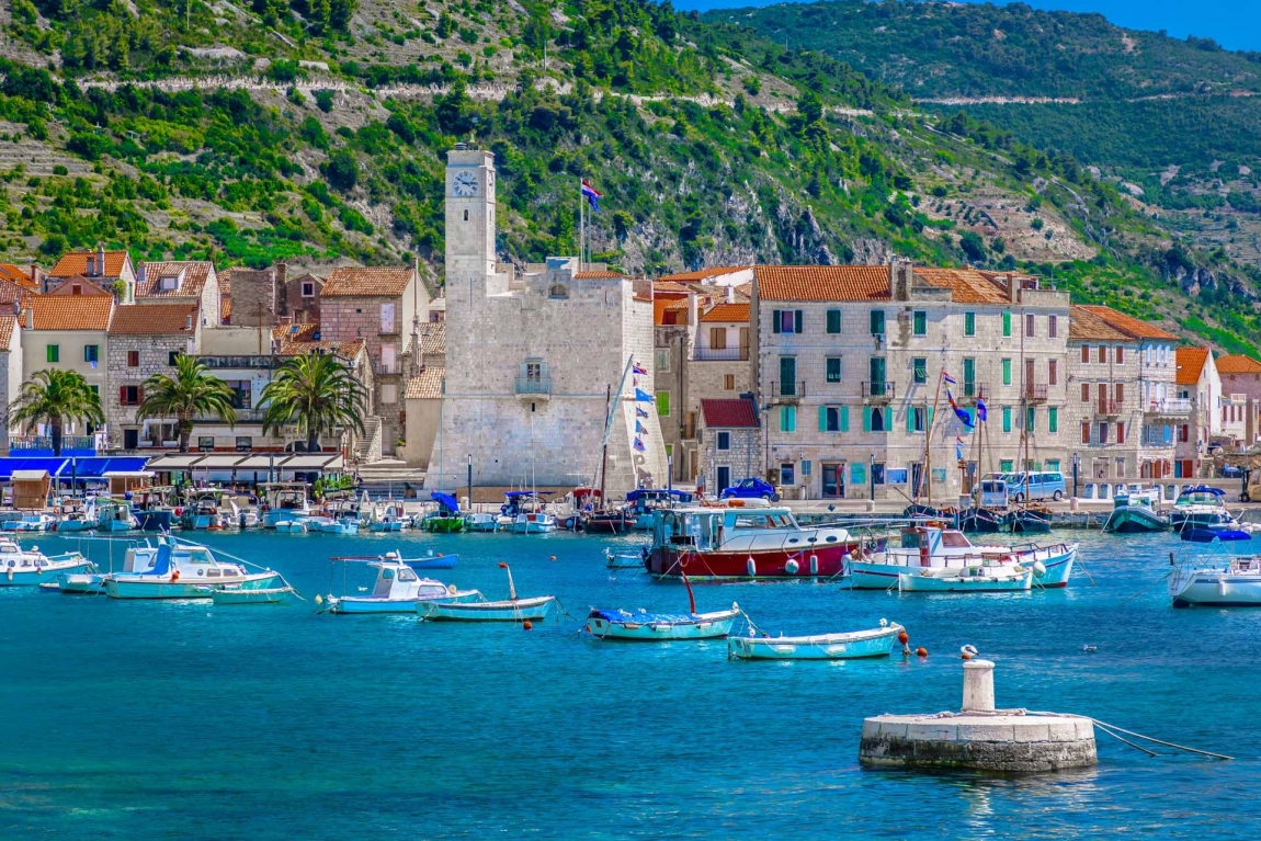 vis boats in harbor croatia holidays