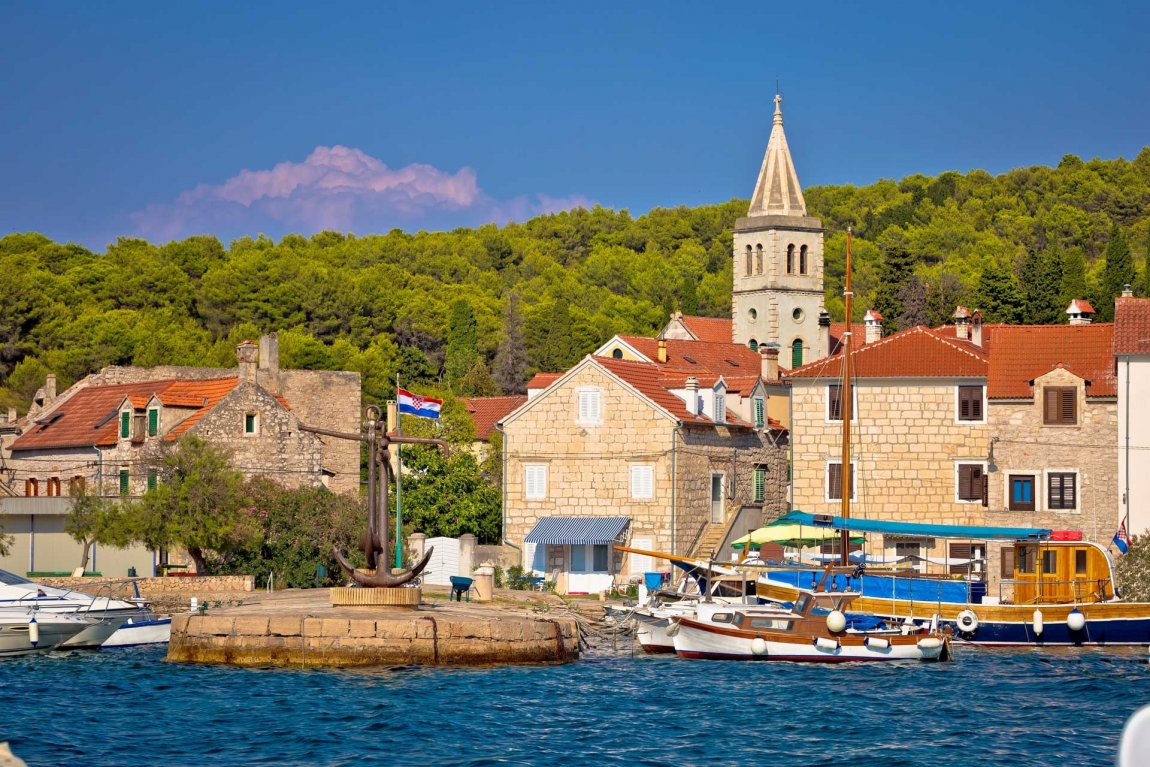 zlarin boats in harbor croatia holidays