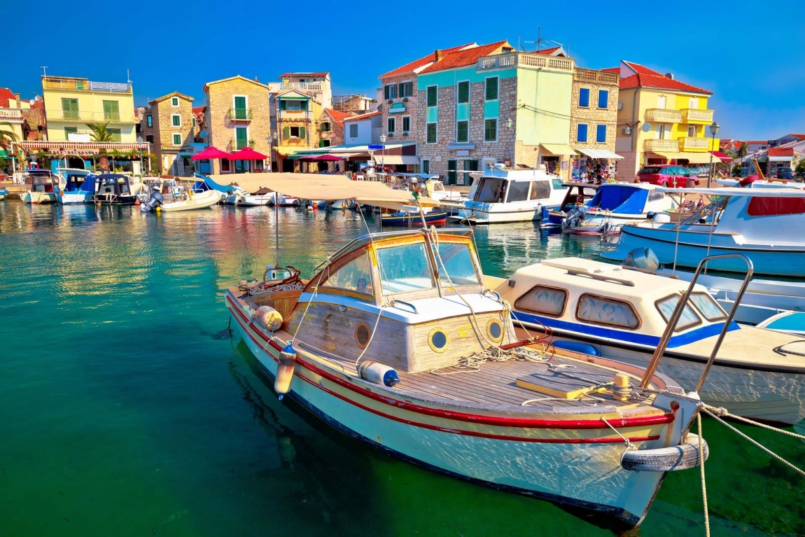vodice boats in harbor croatia holidays